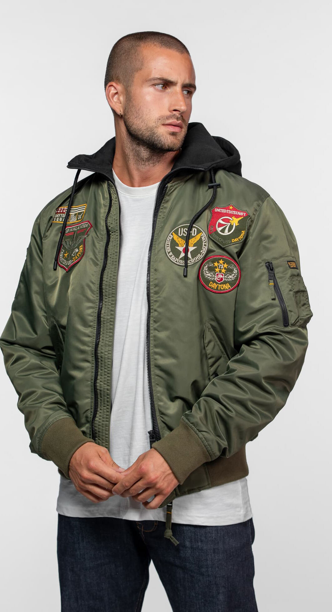 Vêtement en cuir Blousons textile kaki