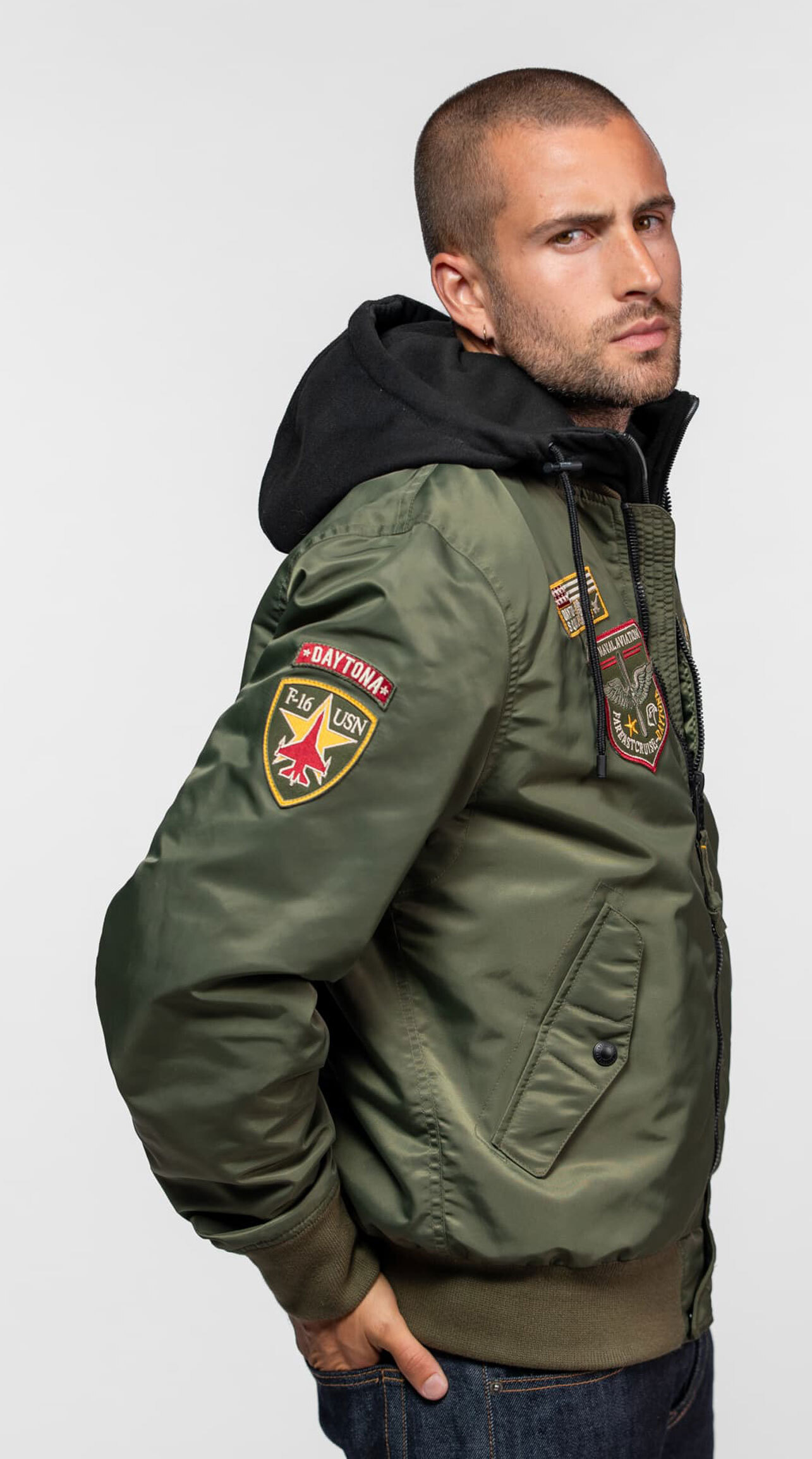 Vêtement en cuir Blousons textile kaki