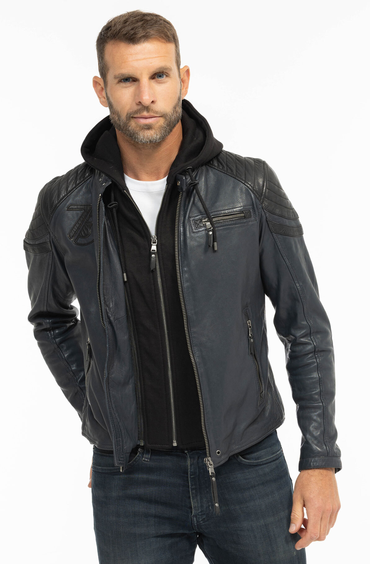 Vêtement en cuir Blousons cuir bleu