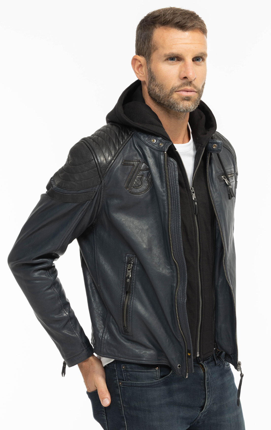 Vêtement en cuir Blousons cuir bleu