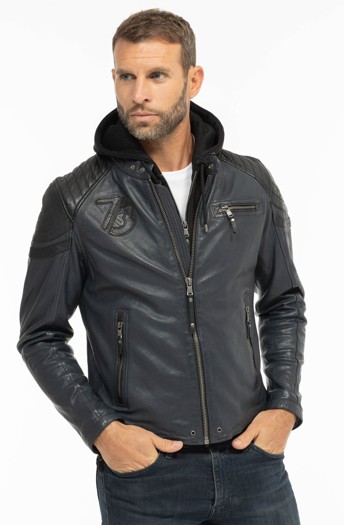 Vêtement en cuir Blousons cuir bleu