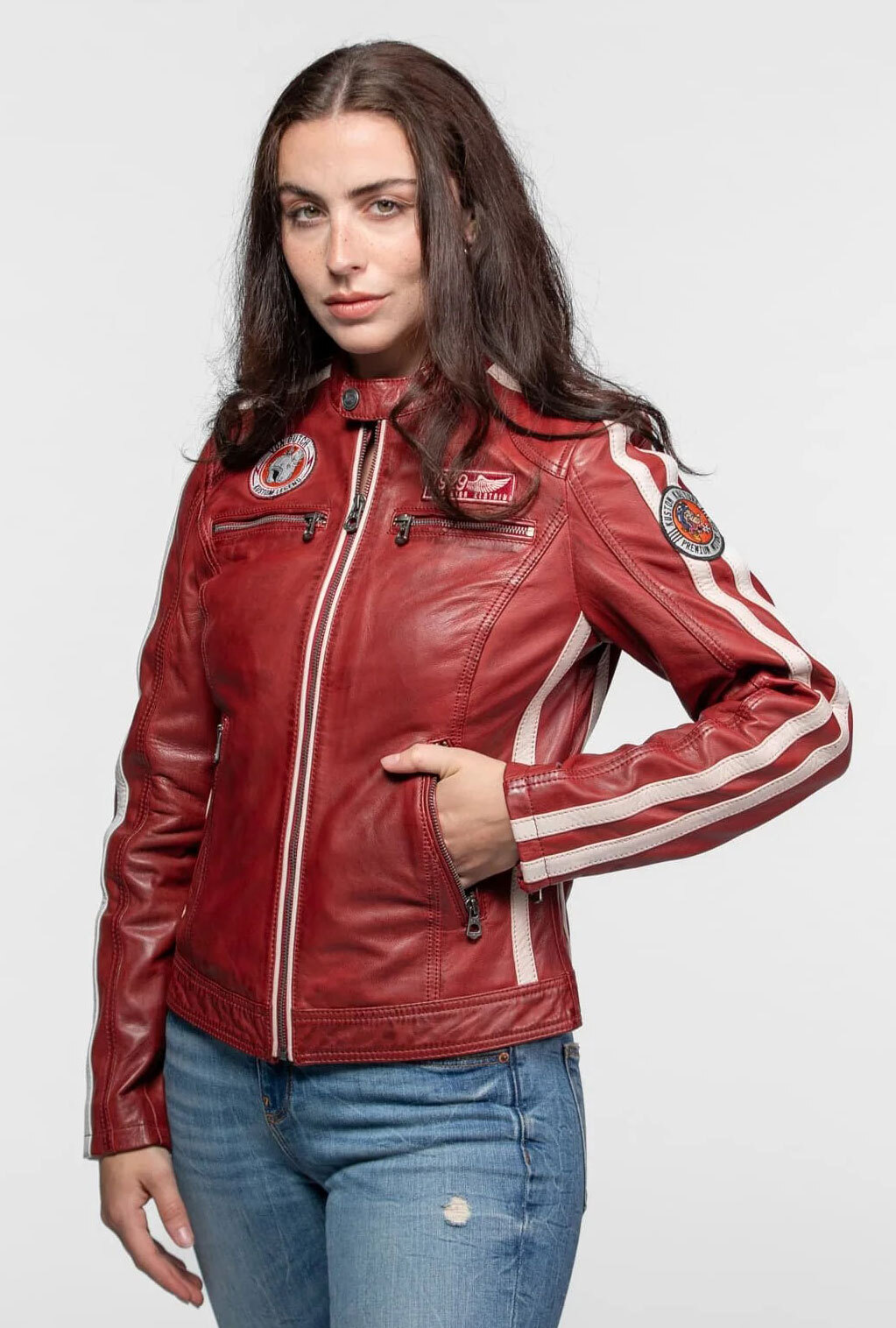 Vêtement en cuir Blousons cuir rouge