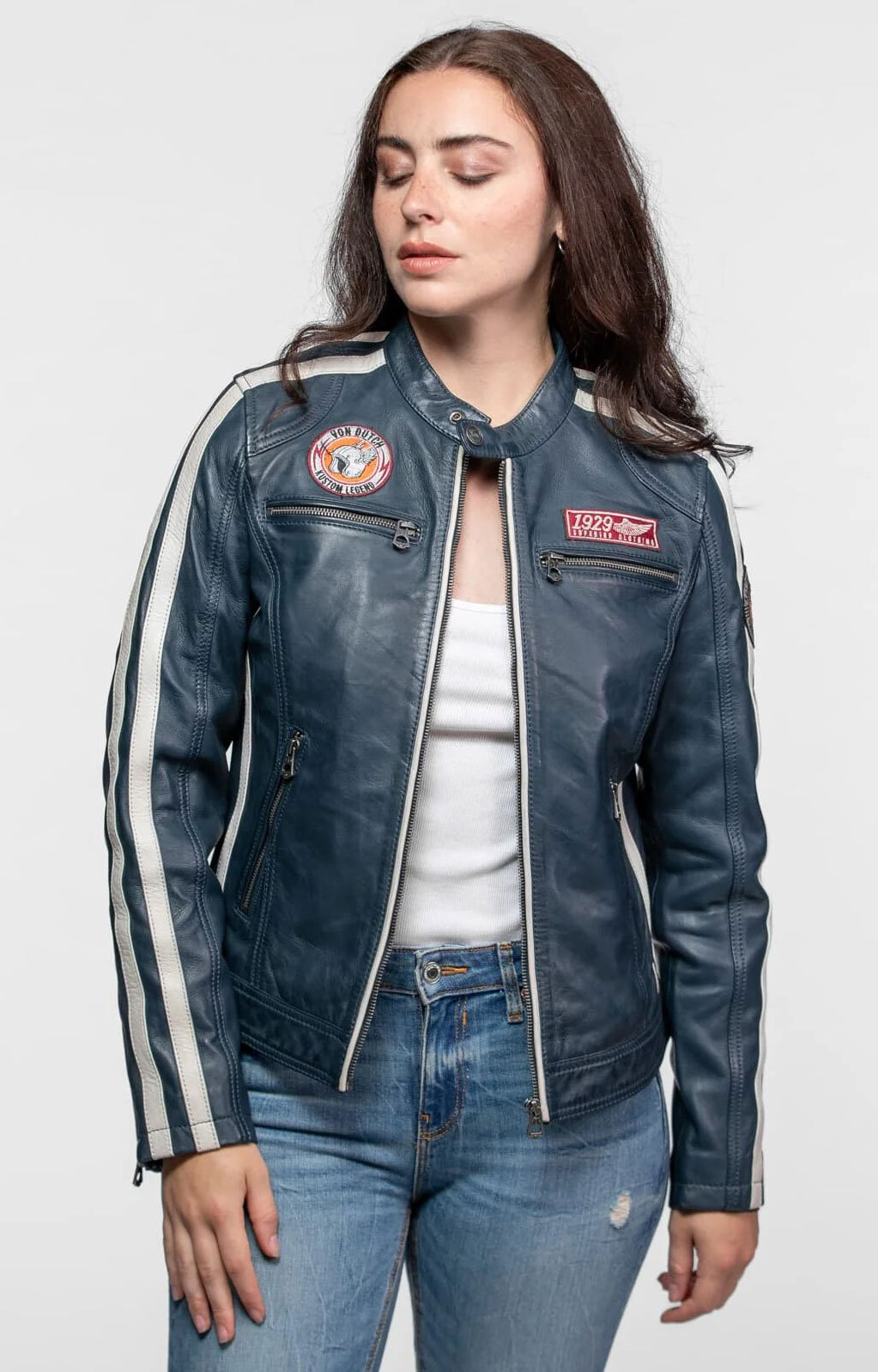 Vêtement en cuir Blousons cuir bleu