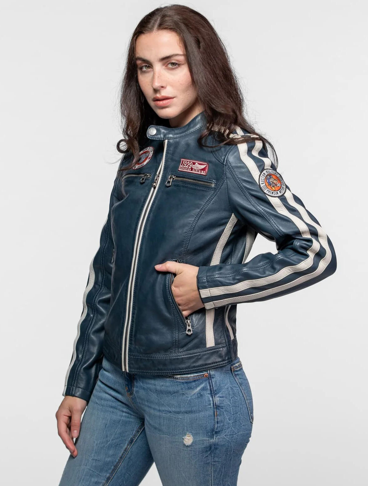 Vêtement en cuir Blousons cuir bleu