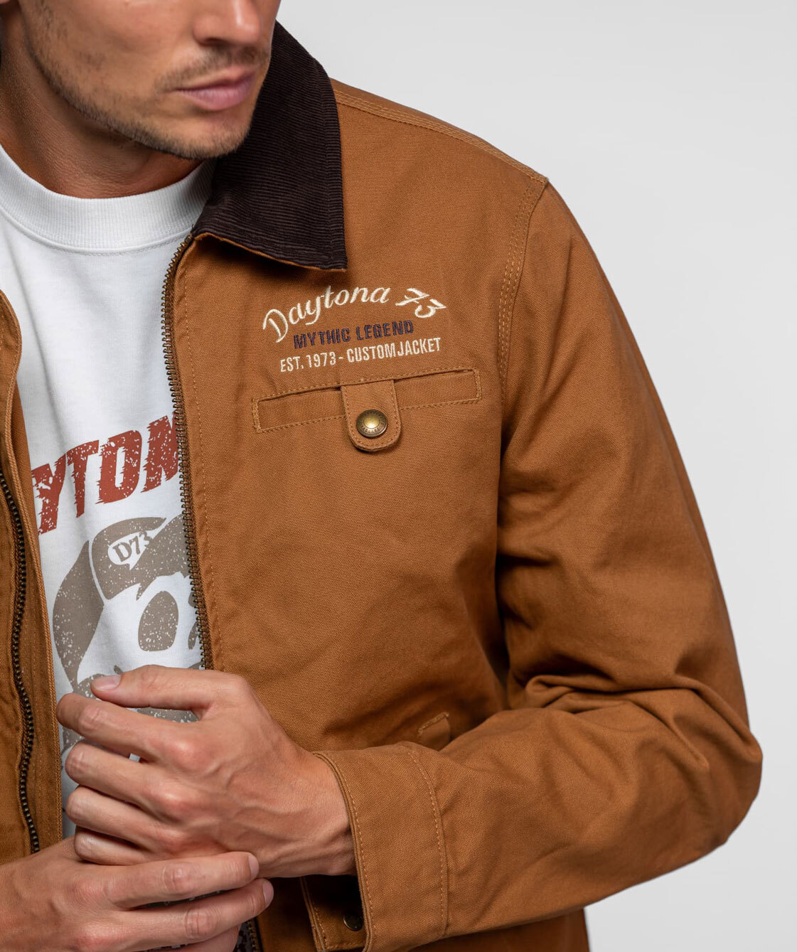 Vêtement en cuir Blousons textile cognac