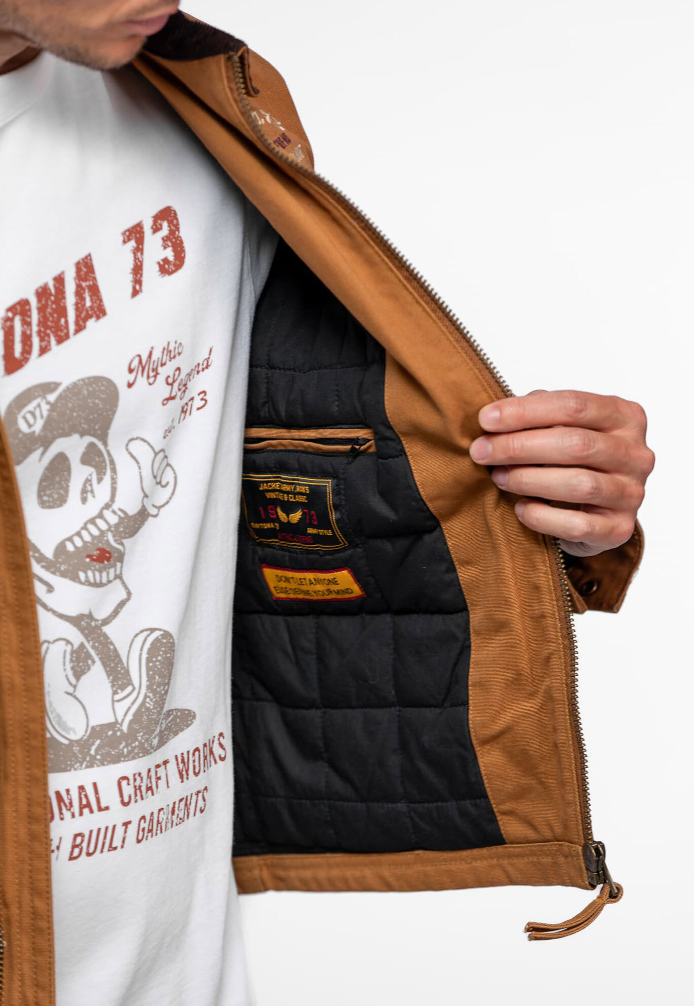 Vêtement en cuir Blousons textile cognac