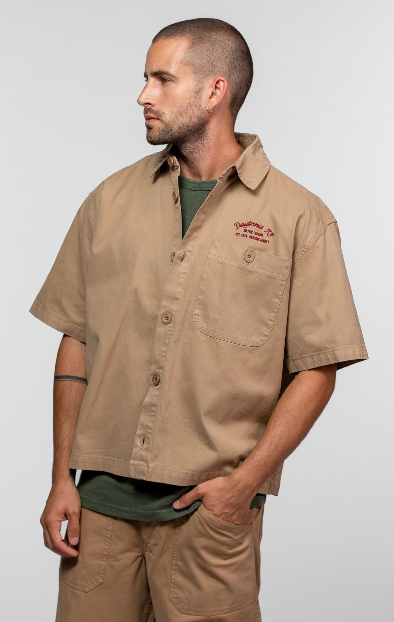 Vêtement en cuir Veste, parka & doudoune textile beige