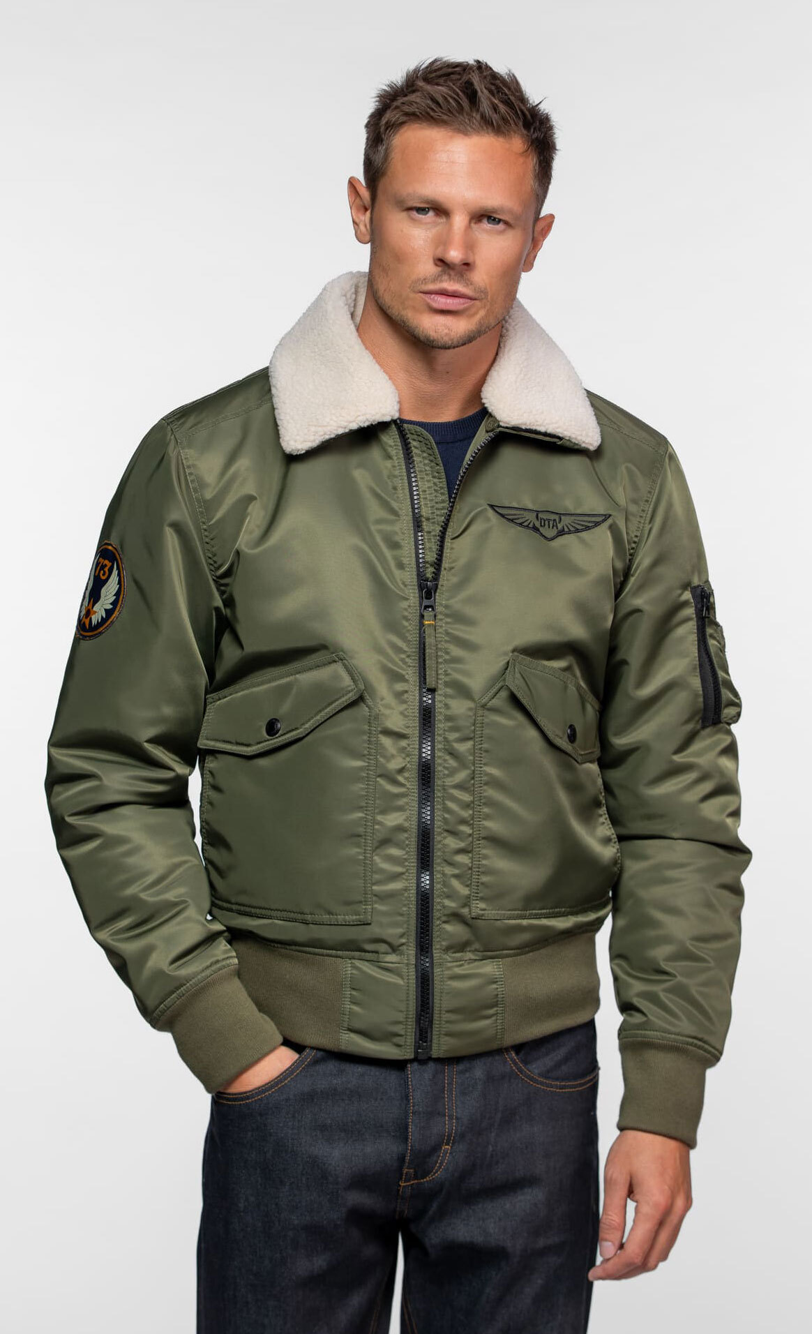 Vêtement en cuir Blousons textile kaki