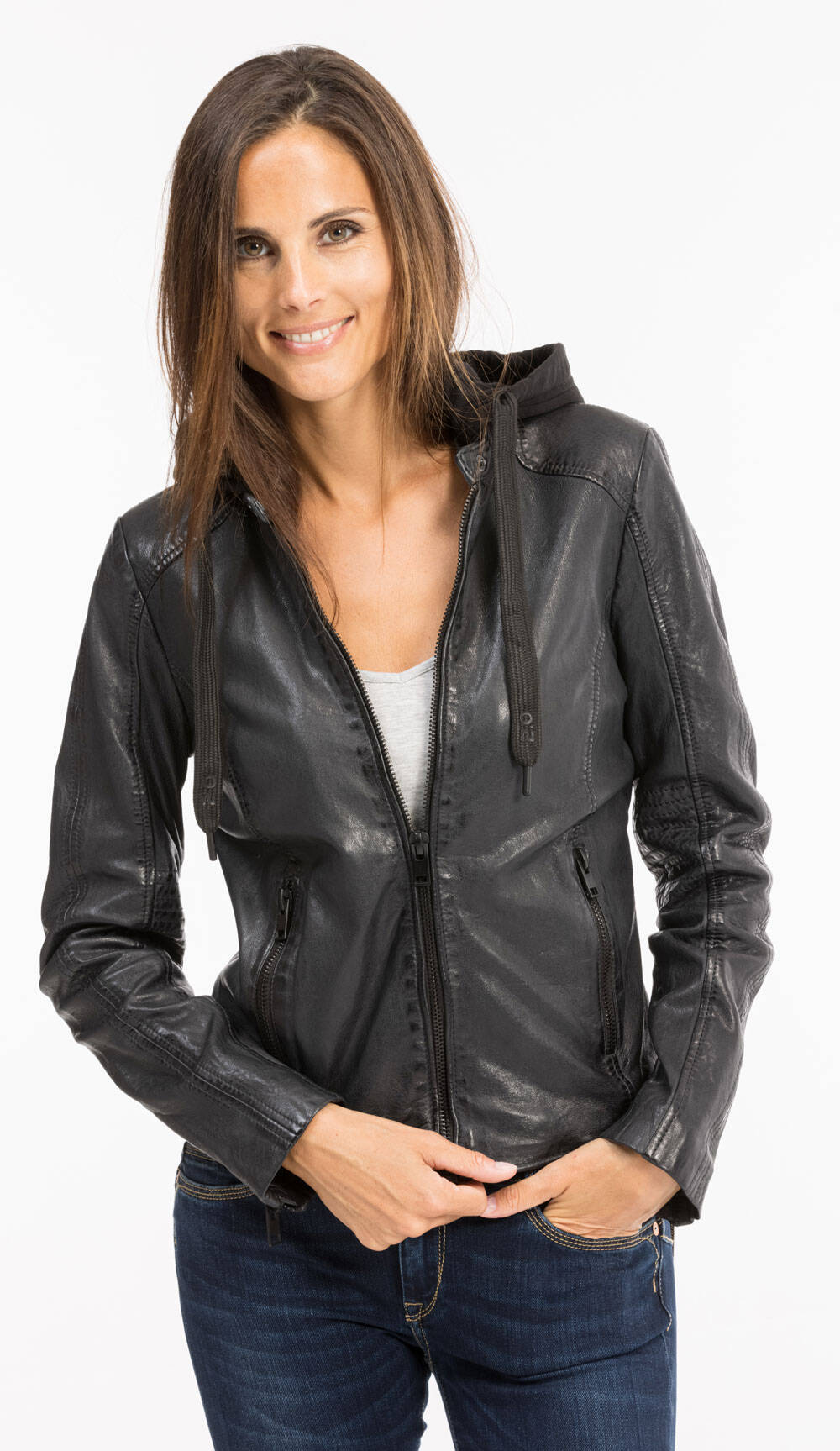 Veste en cuir femme avec capuche deals