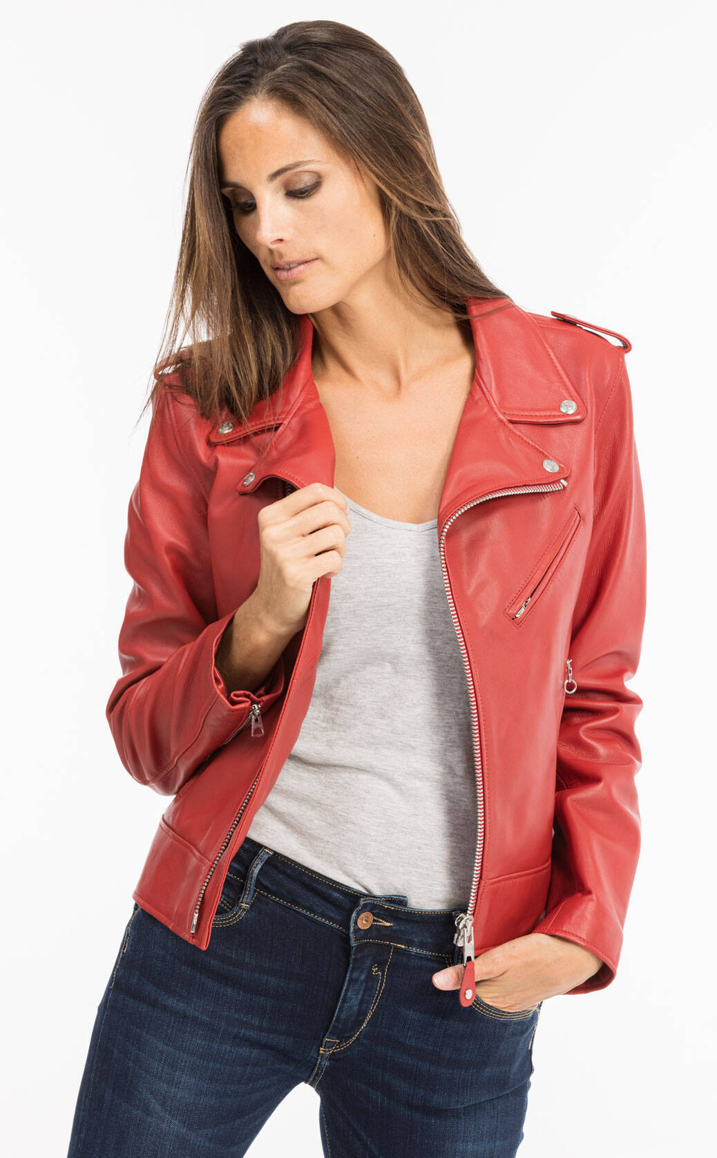 Vêtement en cuir Blousons cuir rouge