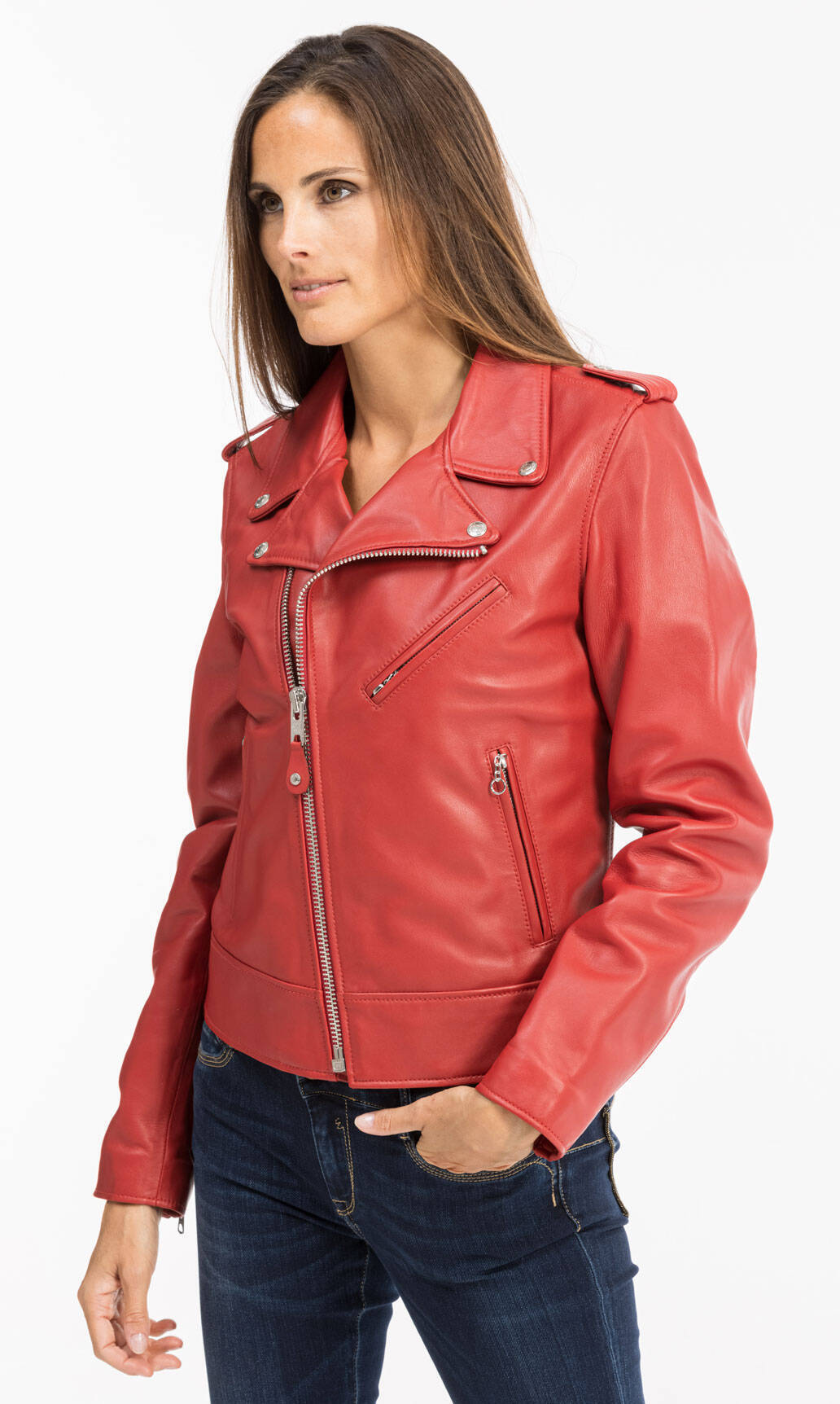 Vêtement en cuir Blousons cuir rouge