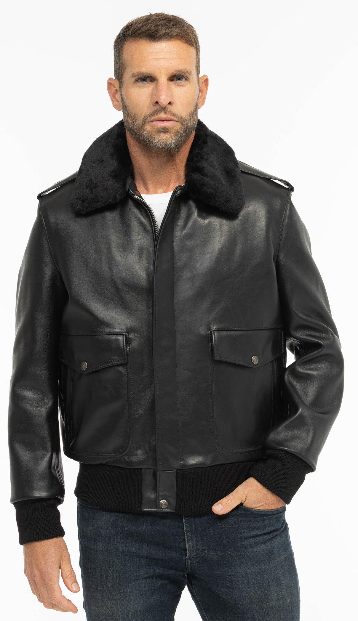 Vêtement en cuir Blousons cuir noir