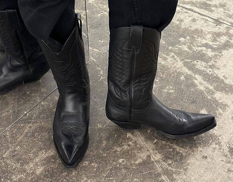 Santiags homme en cuir vachette- 2073 cuervo pull oil negro-noir