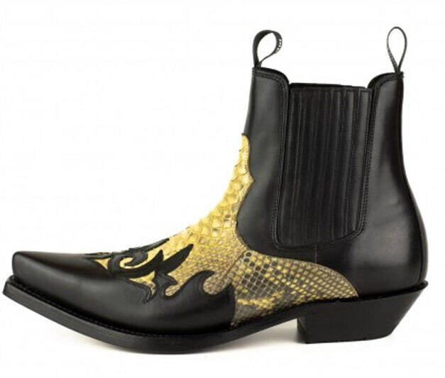 Vêtement en cuir Santiags homme noir, camel