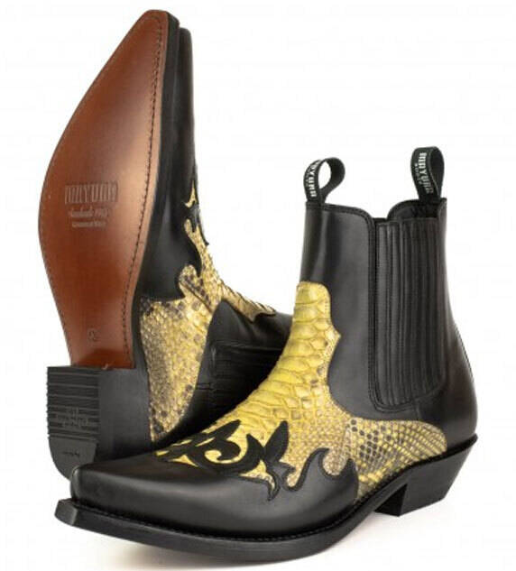 Vêtement en cuir Santiags homme noir, camel