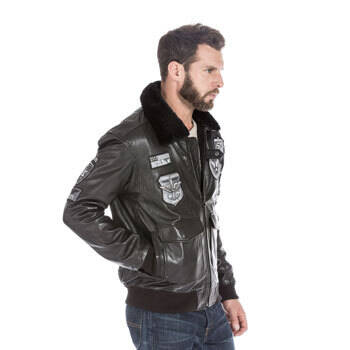 3-blouson-cuir-ecusson-col-mouton-noir