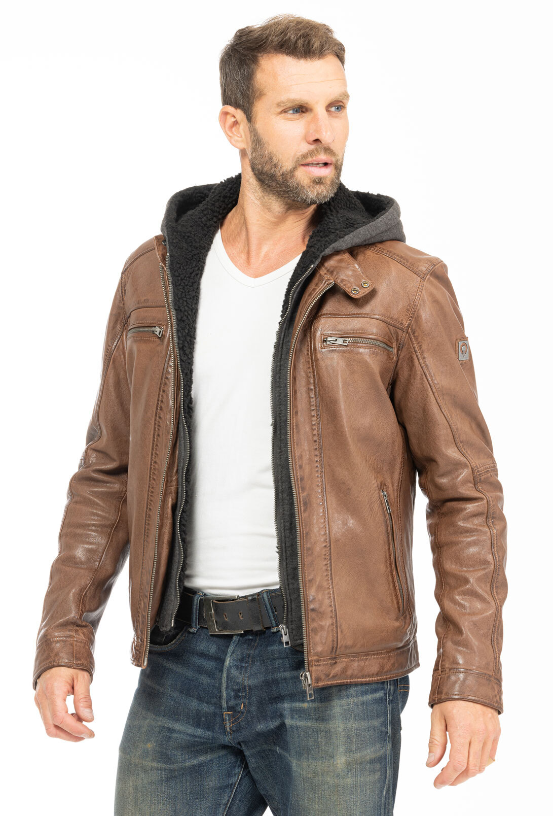 Vêtement en cuir Blousons cuir cognac