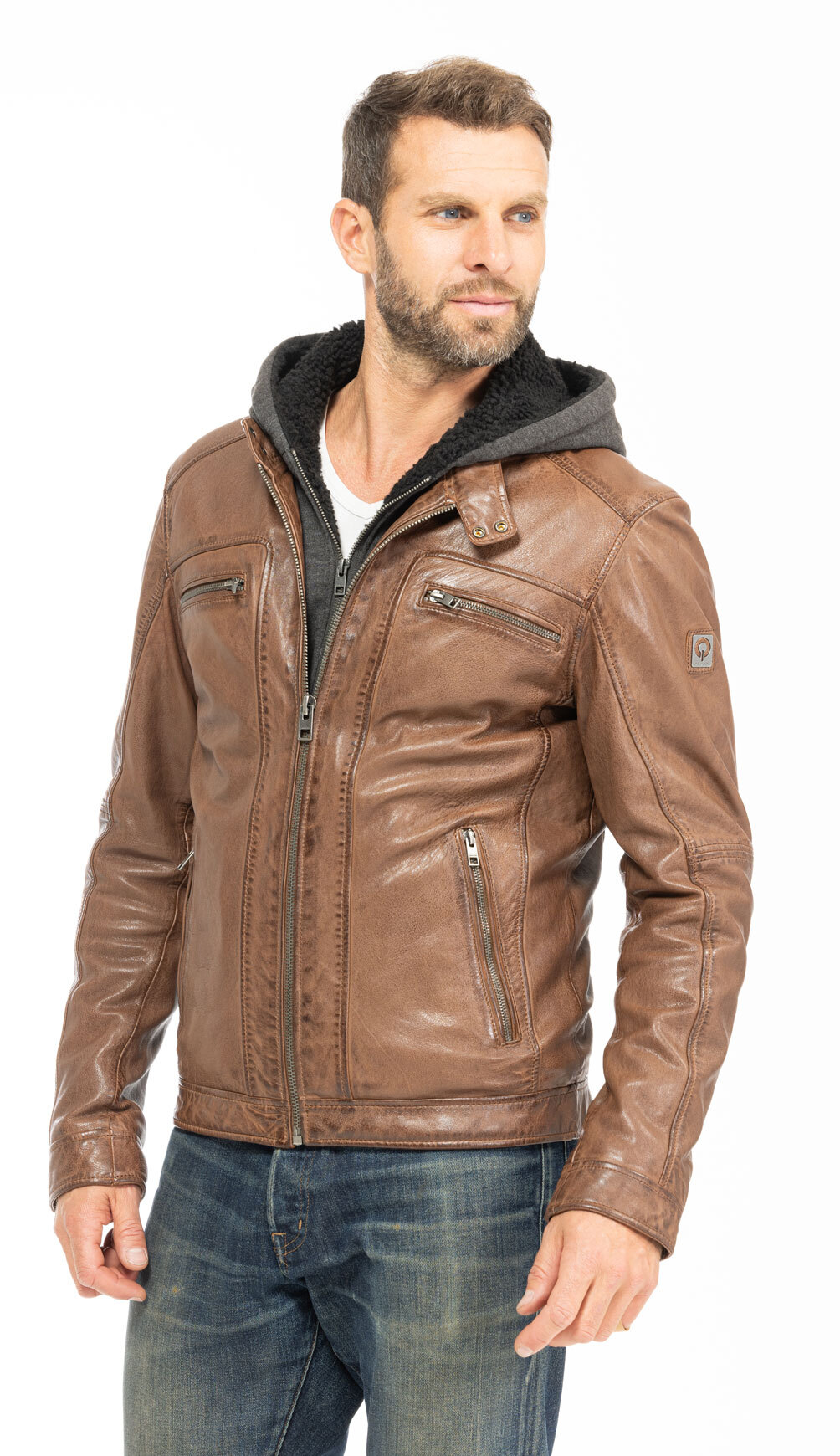 Vêtement en cuir Blousons cuir cognac