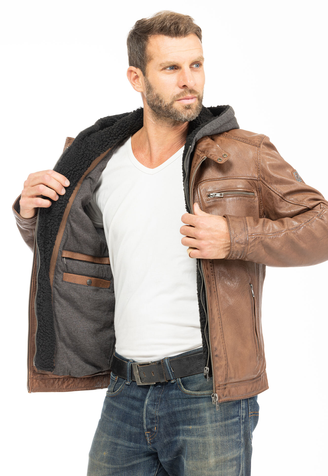 Vêtement en cuir Blousons cuir cognac