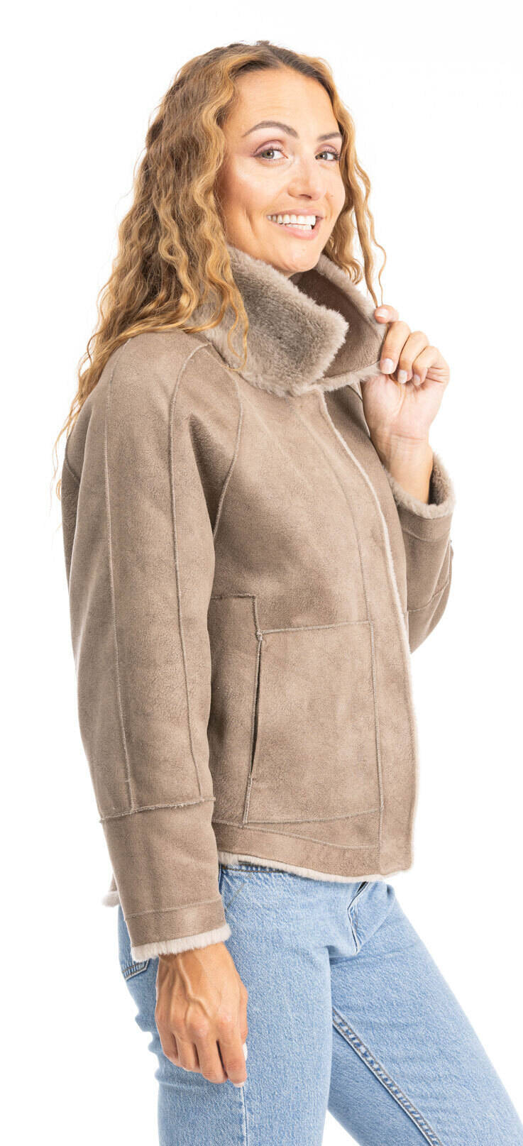 Vêtement en cuir Femme taupe