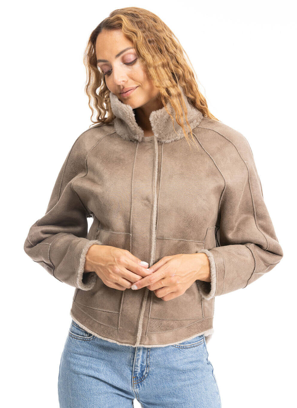 Vêtement en cuir Femme taupe