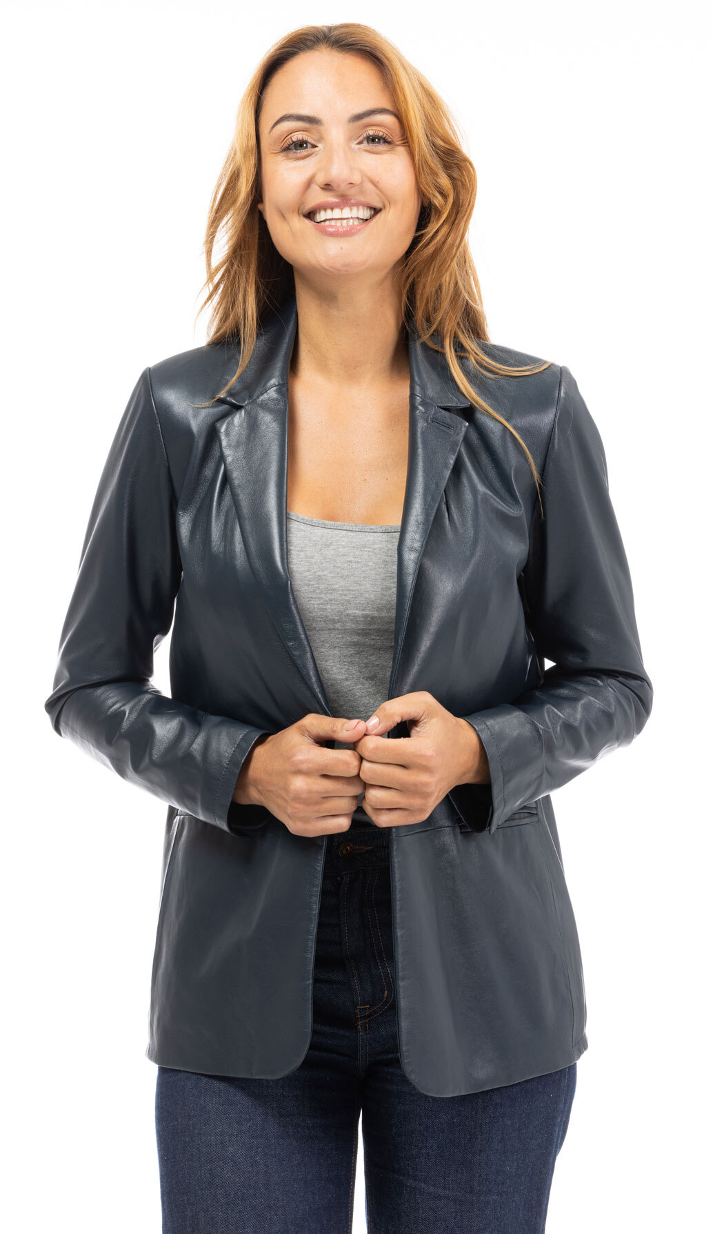 Vêtement en cuir Les bonnes affaires Femme bleu