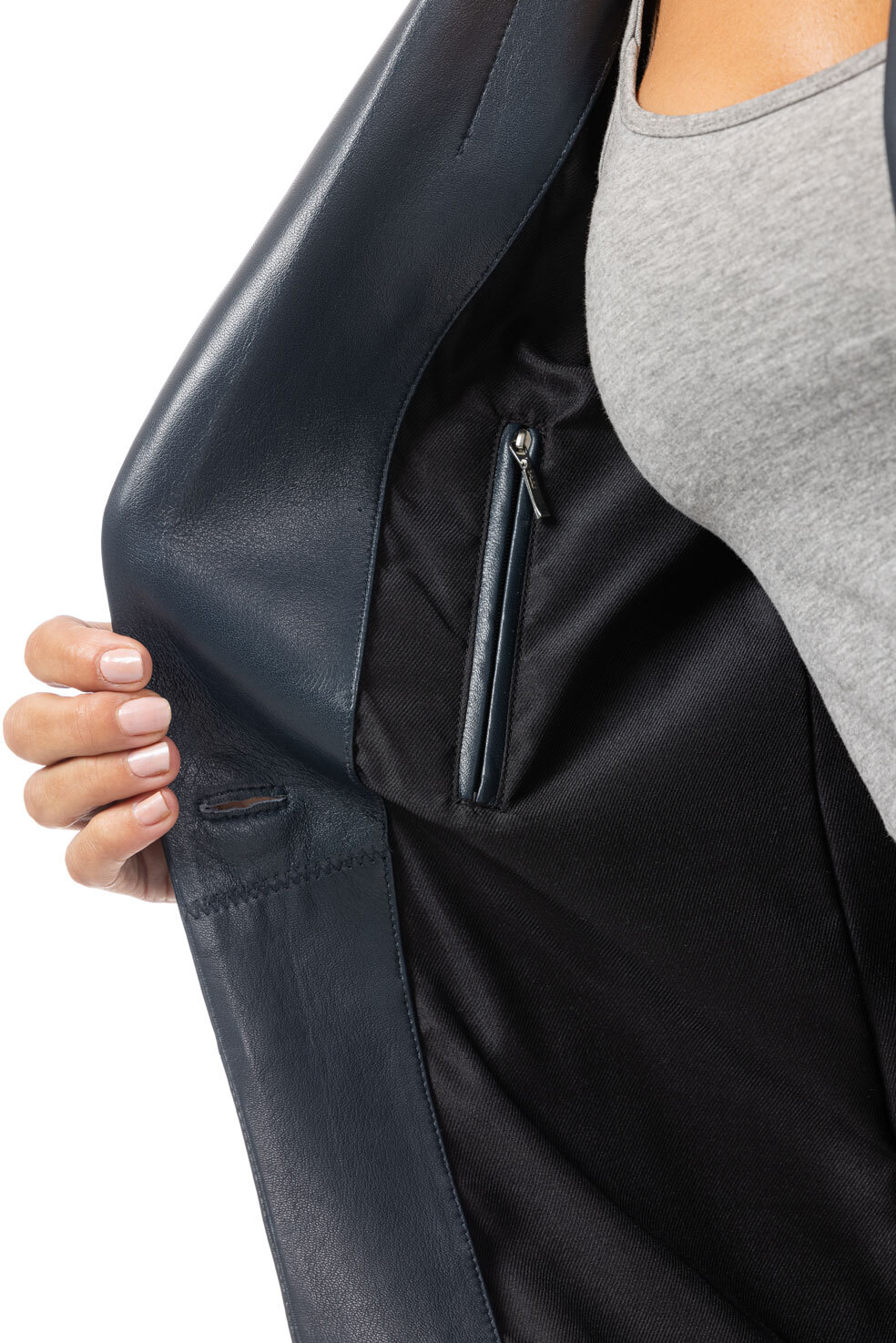 Vêtement en cuir Les bonnes affaires Femme bleu