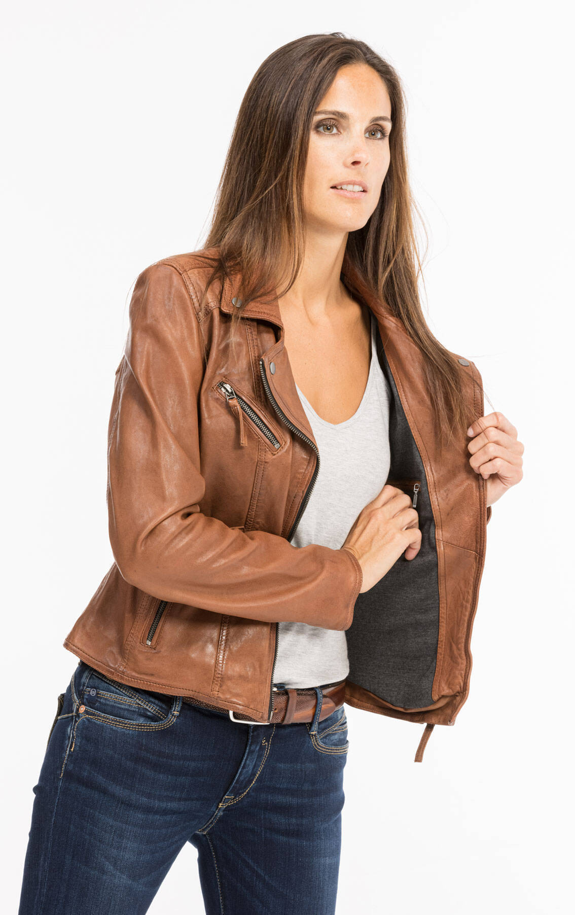 Vêtement en cuir Blousons cuir cognac