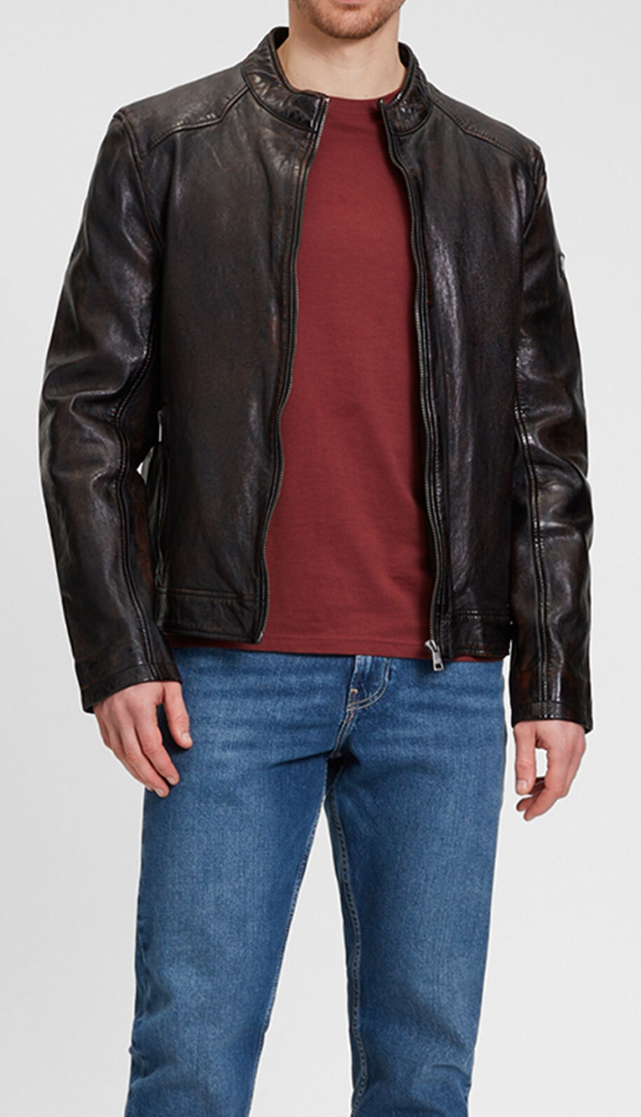 Vêtement en cuir Blousons cuir marron