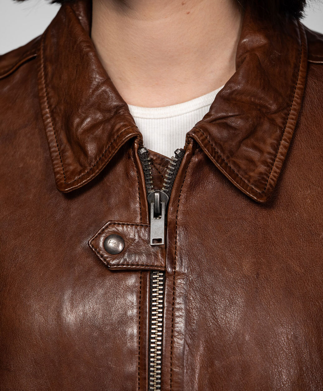 Vêtement en cuir Blousons cuir cognac