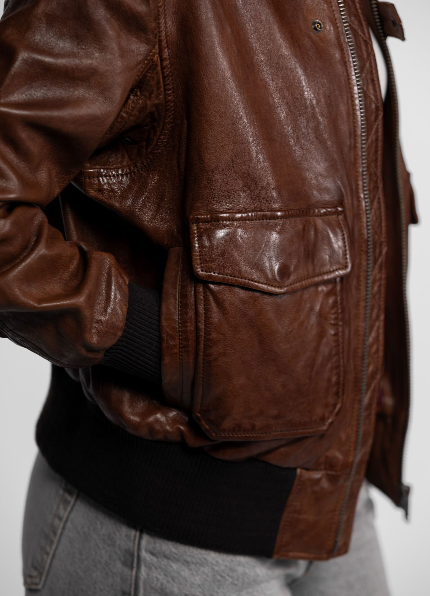 Vêtement en cuir Blousons cuir cognac