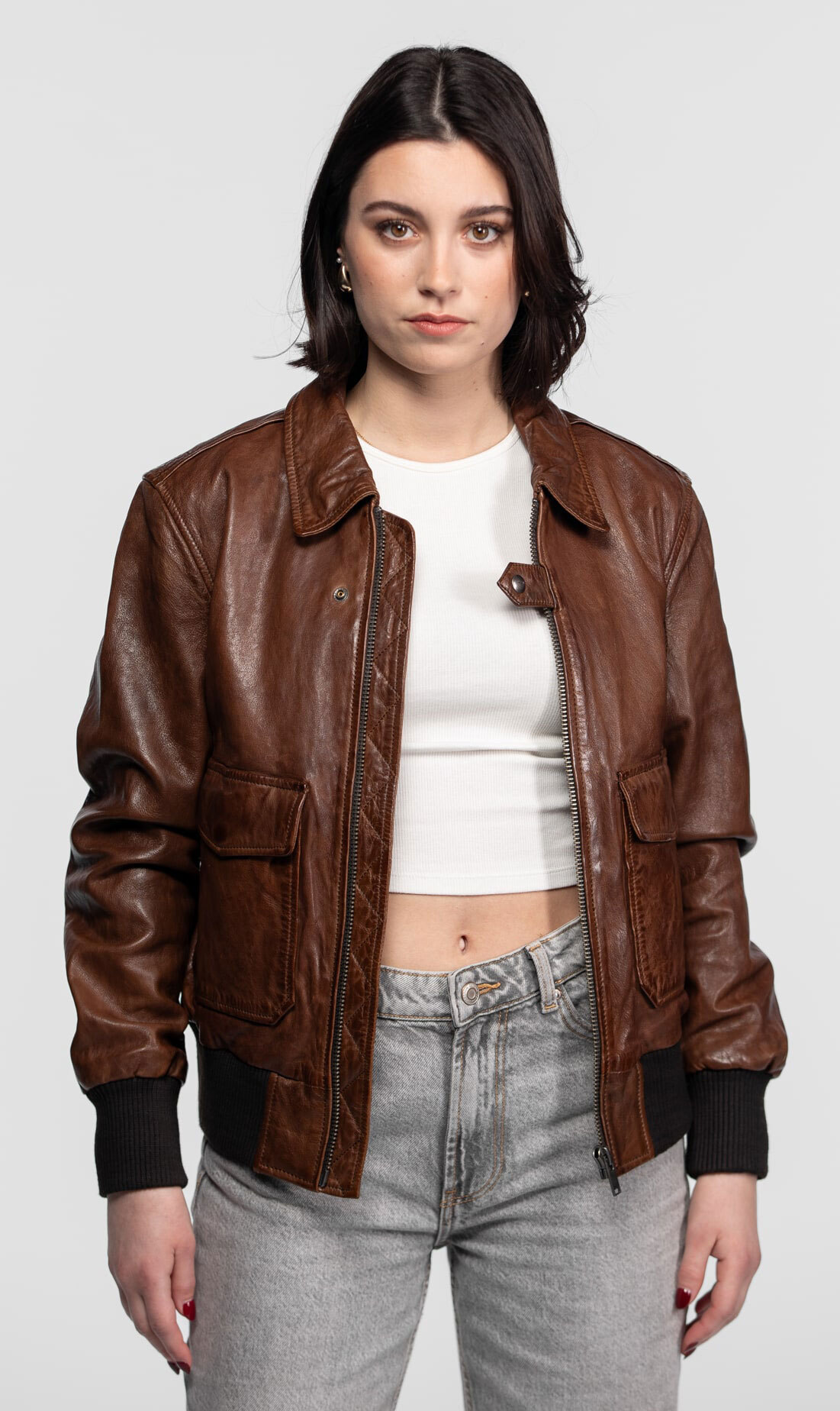 Vêtement en cuir Blousons cuir cognac