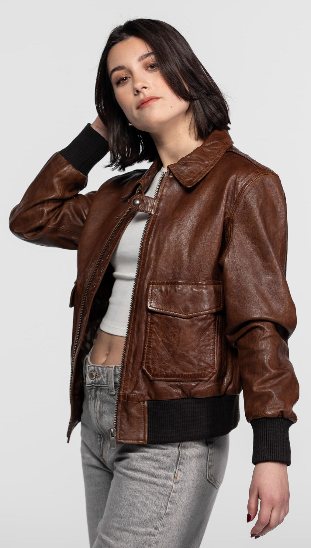 Vêtement en cuir Blousons cuir cognac