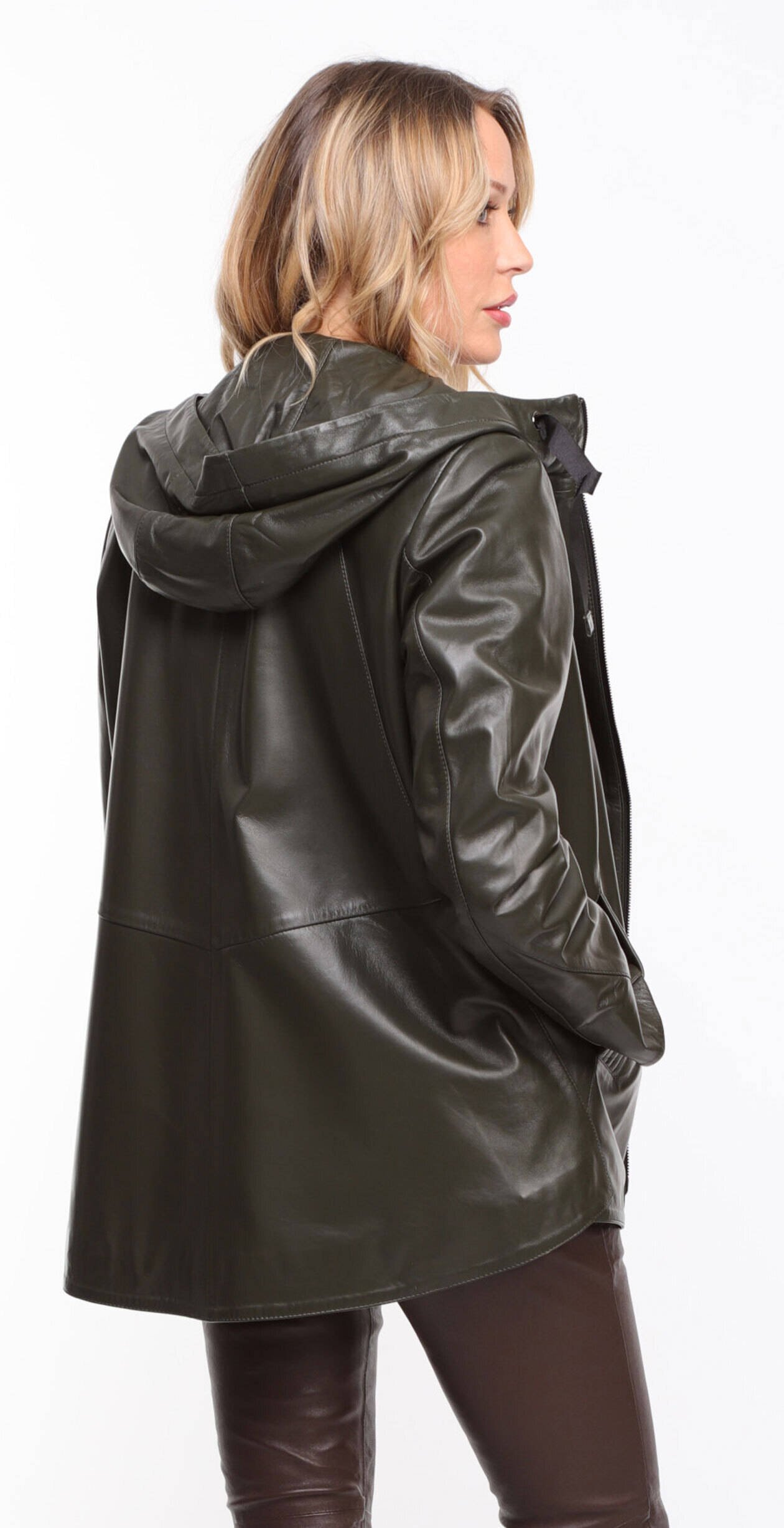 Vêtement en cuir Vestes cuir kaki