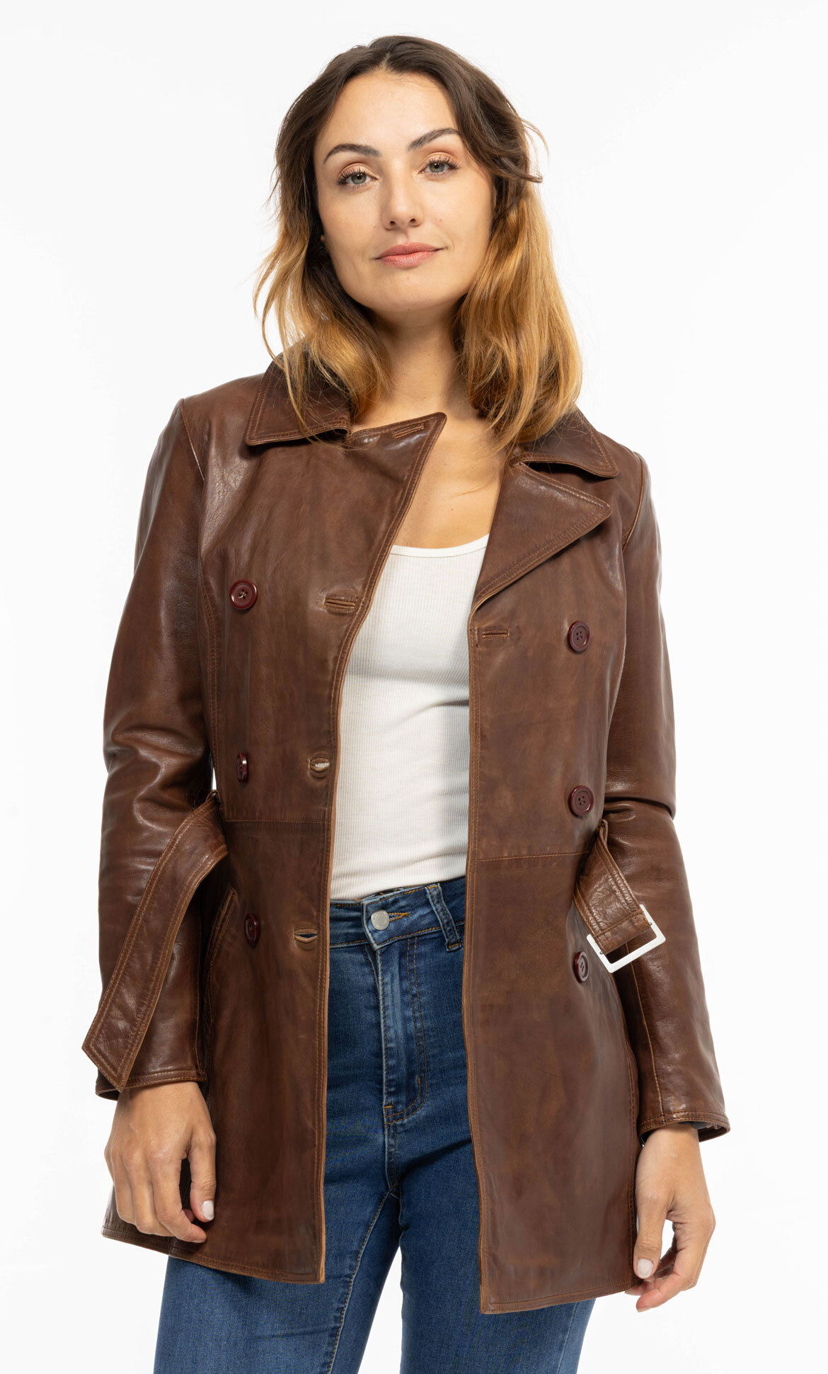 Vêtement en cuir Les bonnes affaires Femme marron