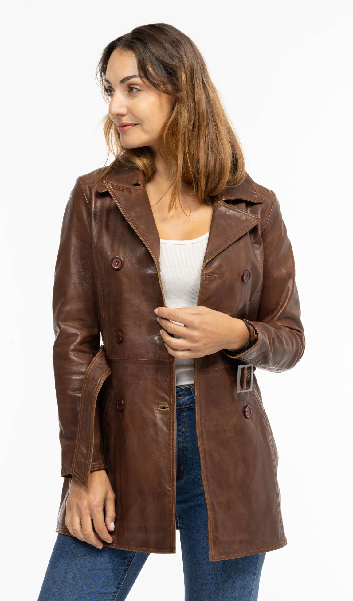 Vêtement en cuir Les bonnes affaires Femme marron