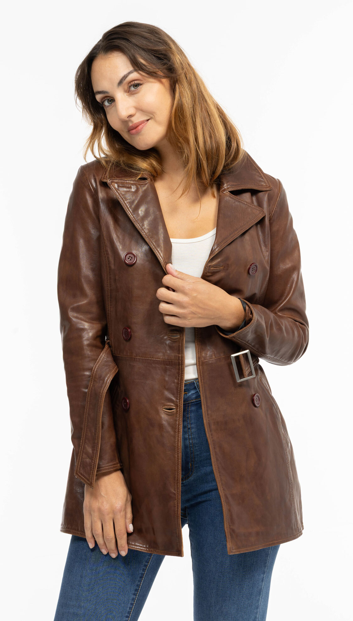 Vêtement en cuir Les bonnes affaires Femme marron