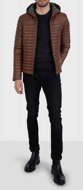 Vêtement en cuir Blousons cuir cognac