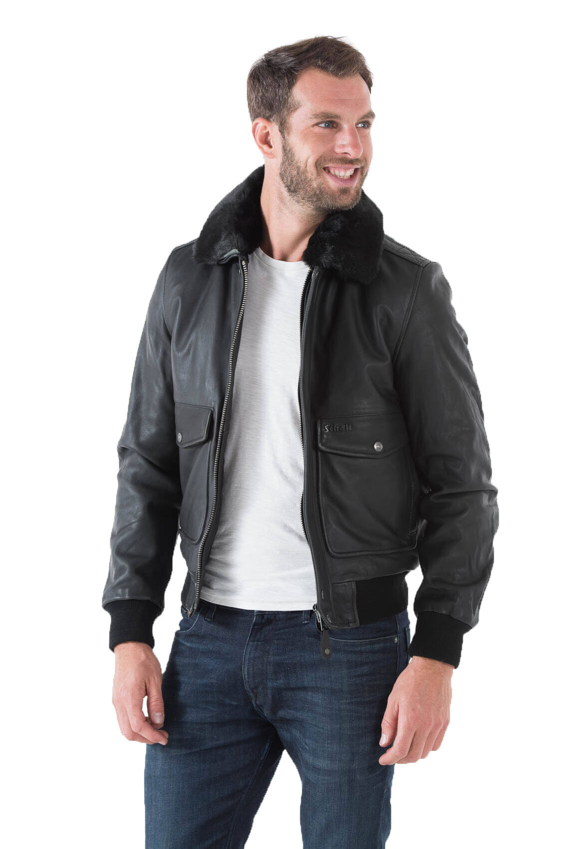 Schott hot sale cuir homme