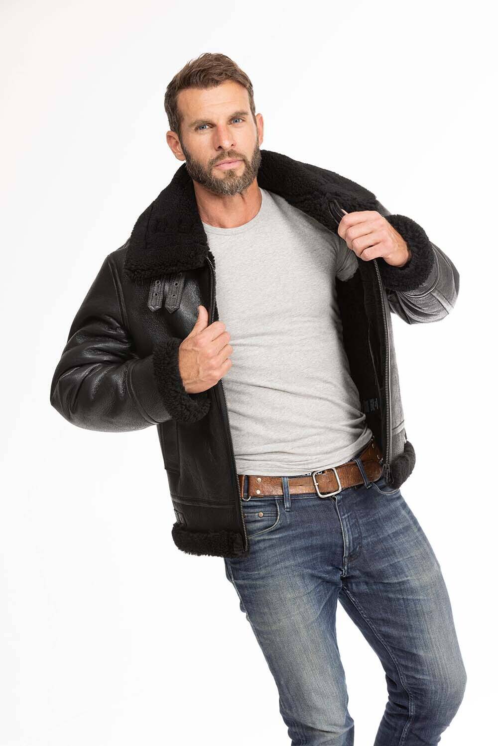 Vêtement en cuir Les bonnes affaires Homme noir