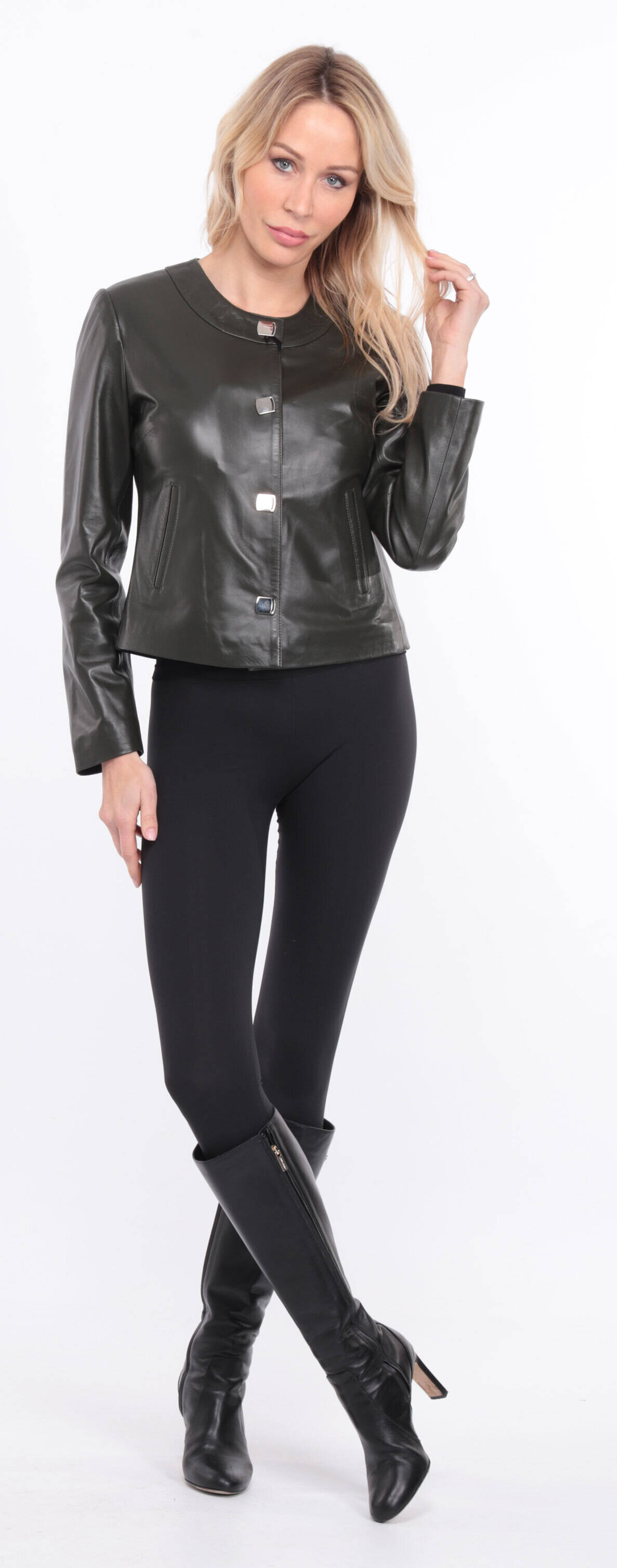 Vêtement en cuir Blousons cuir kaki