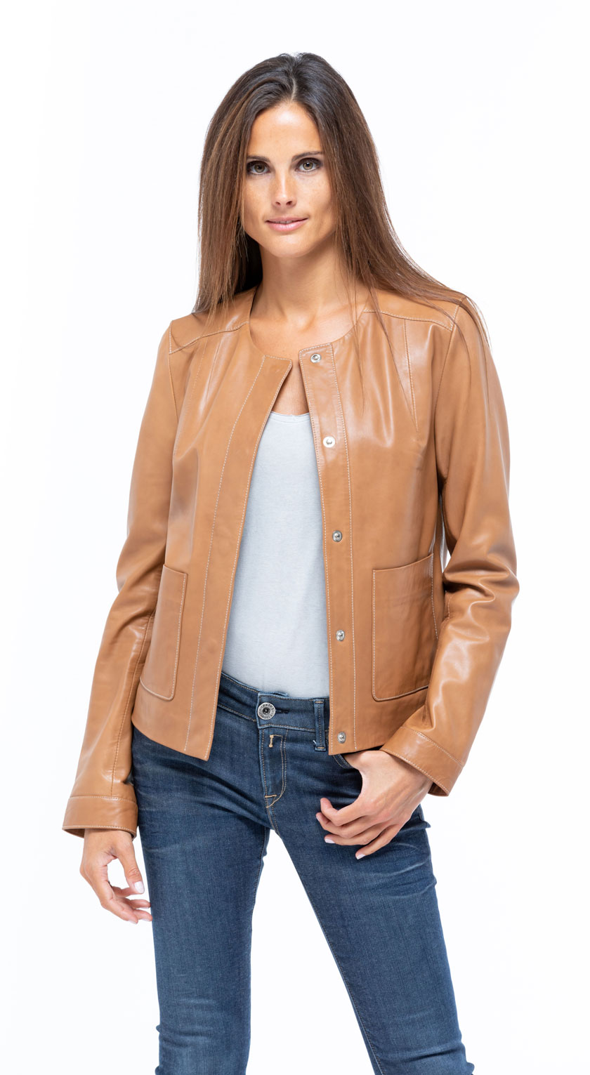 blouson cuir camel homme