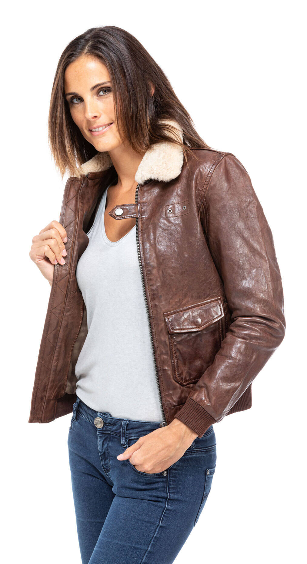 Manteau aviateur online cuir femme
