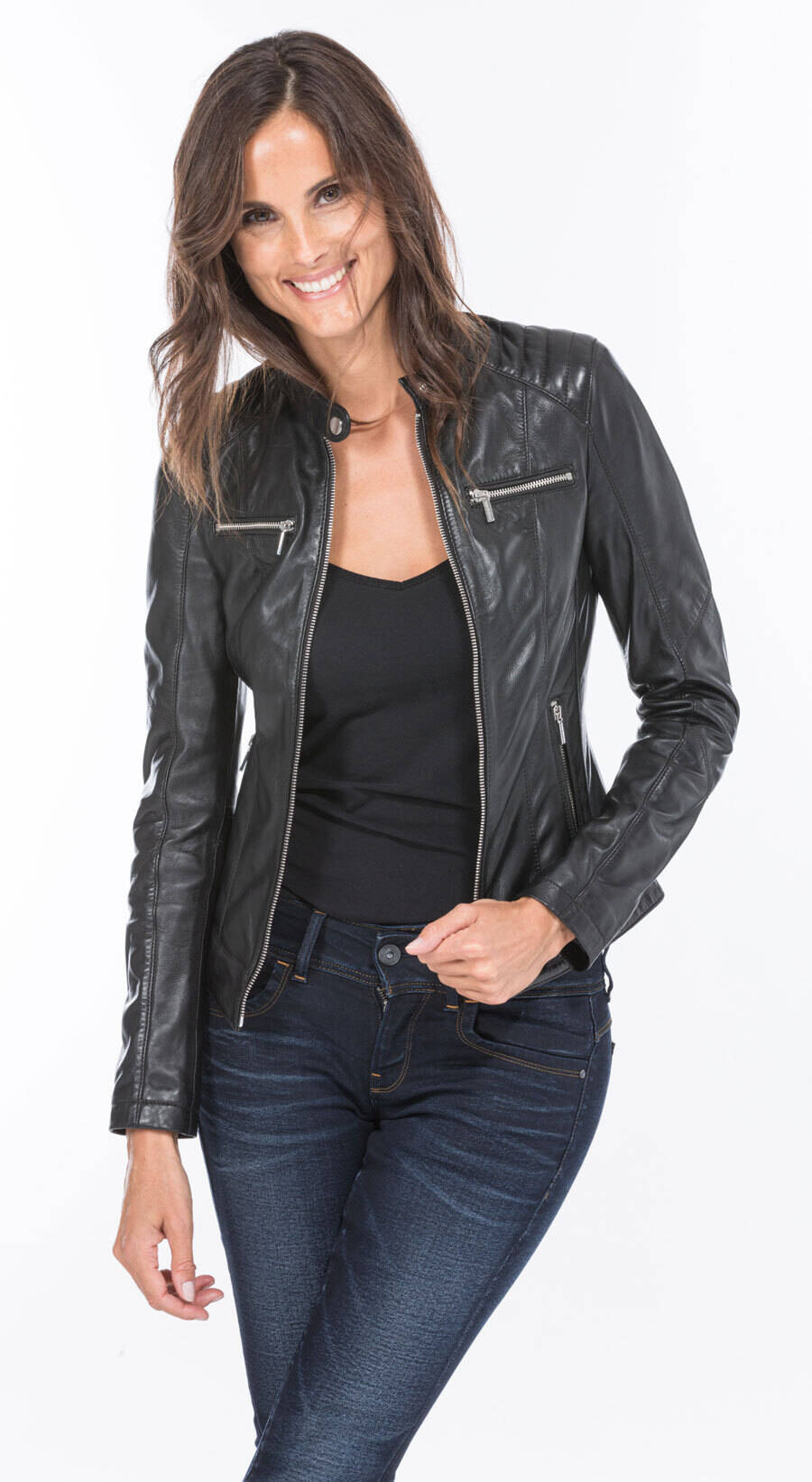 blouson cuir femme agneau noir 101125 (7)