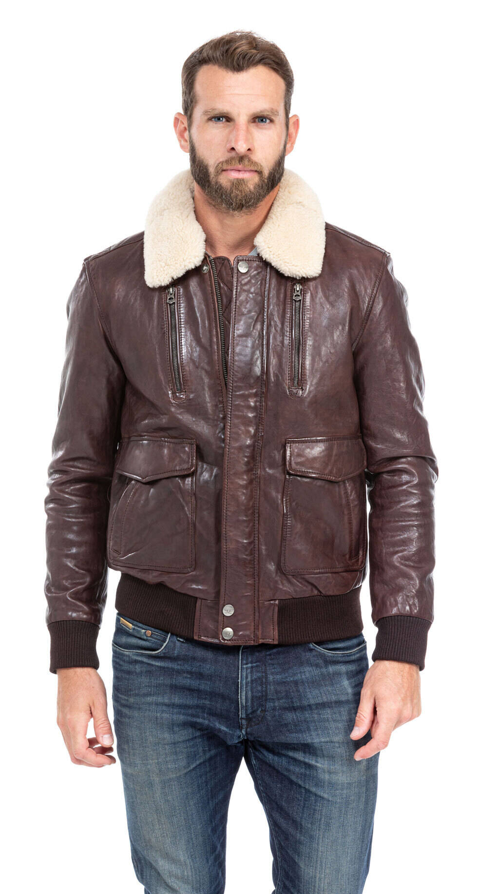 Blousons cuir en cuir agneau ref 100756 day16 marron marron