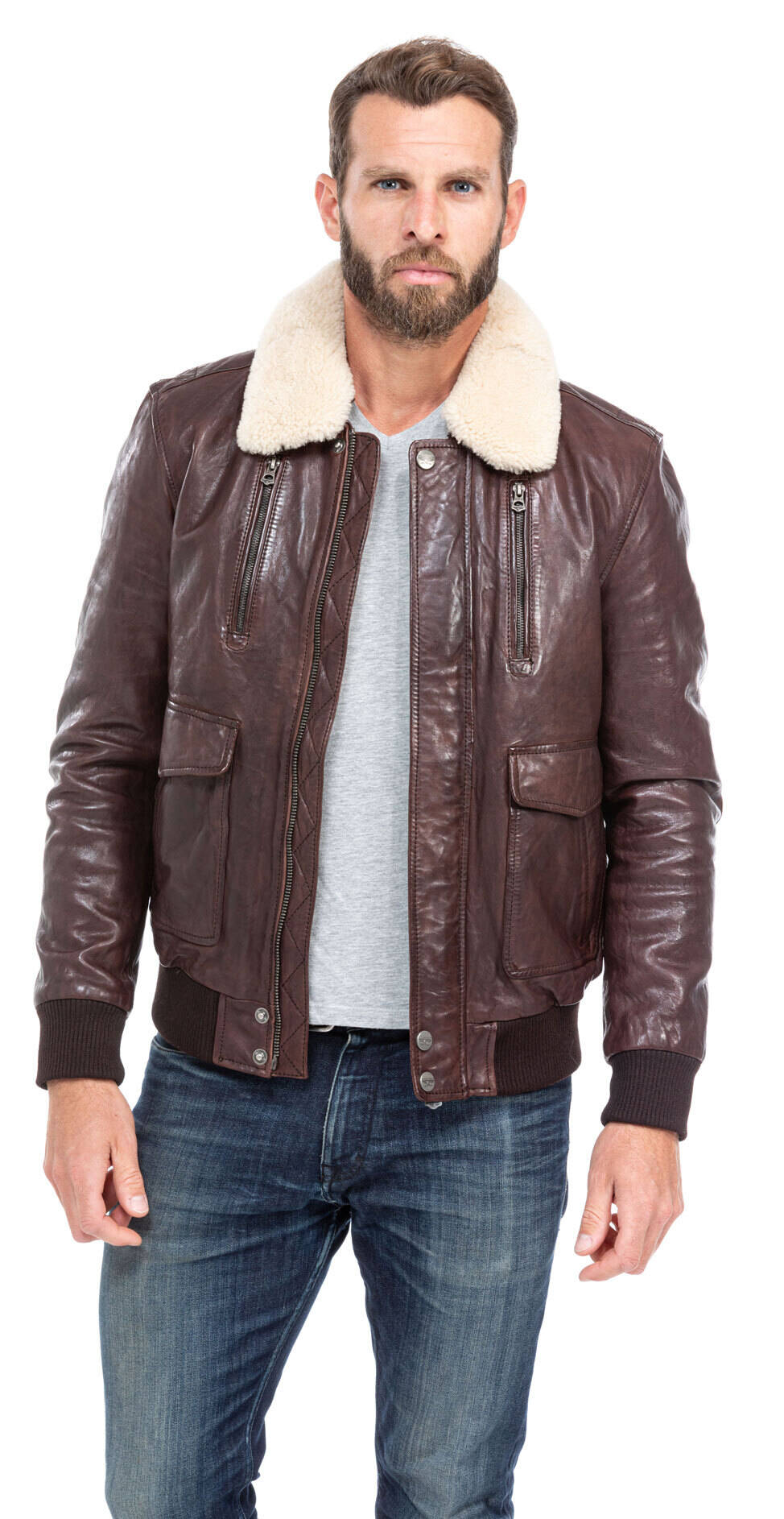 Vêtement en cuir Les bonnes affaires Homme marron