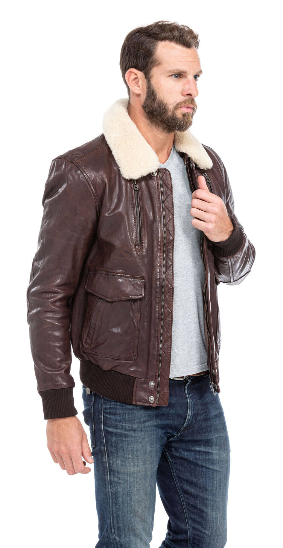 Veste 2025 cuir moumoute