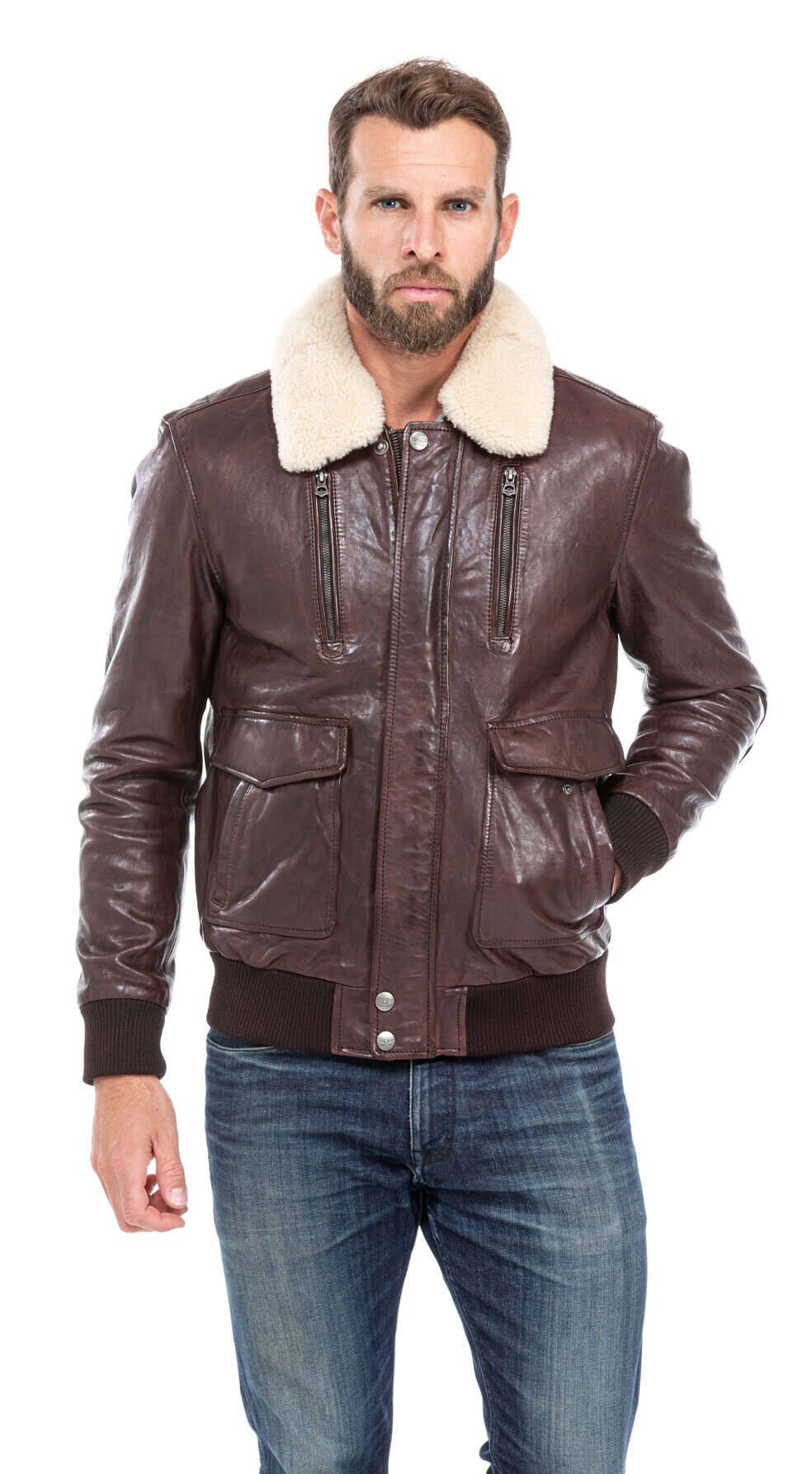 Veste aviateur store homme marron