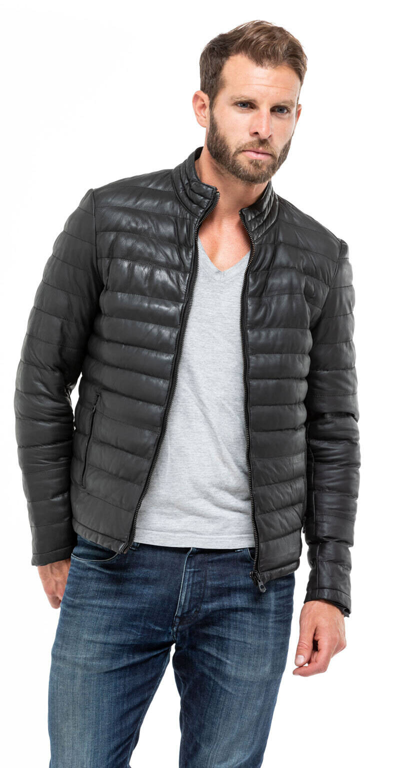 Doudoune cuir homme sale