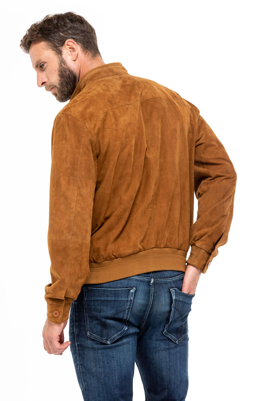 Blouson daim marron homme online